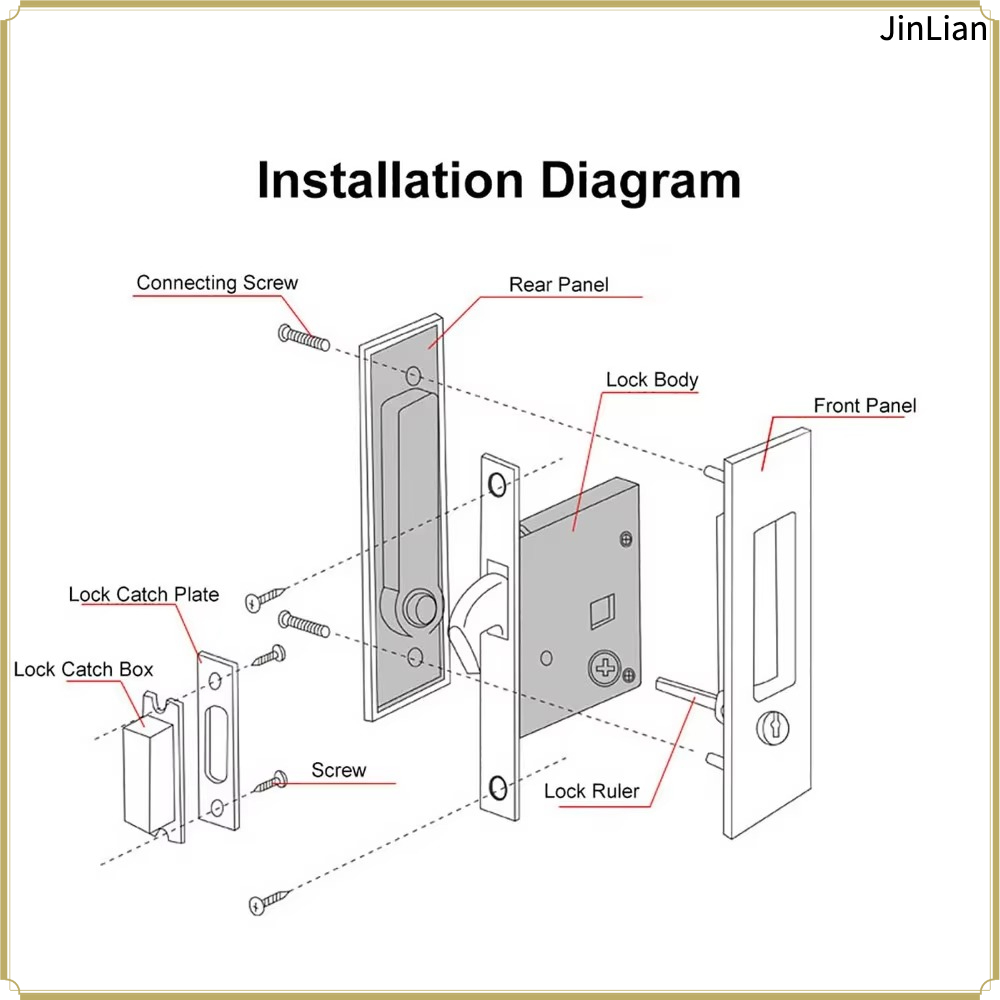 Cabinet Lock Key - Recessed Design Sliding Door Lock Mortise