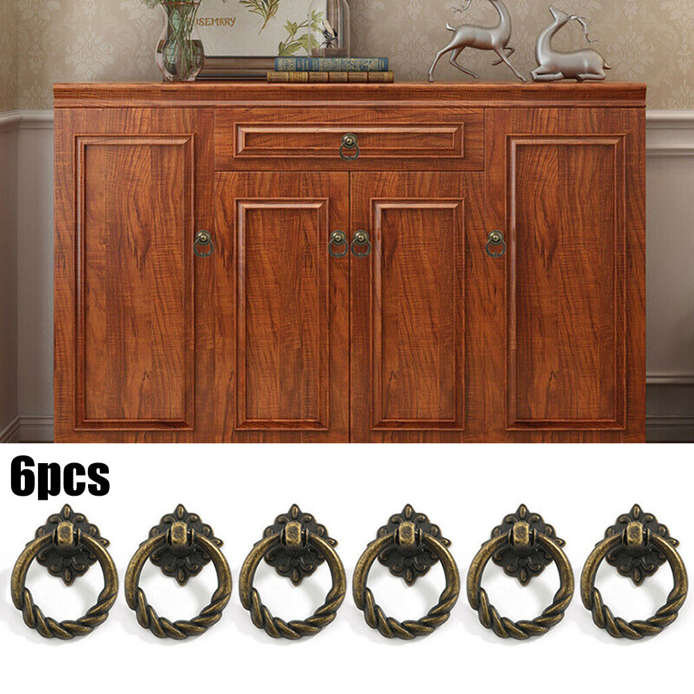 Vintage Furniture Hardware Pulls - 6PC Cabinet Knobs Retro Vintage Door