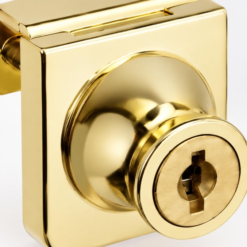Cabinet Lock Key - Glass Cabinet Lock Set, Gold Glass