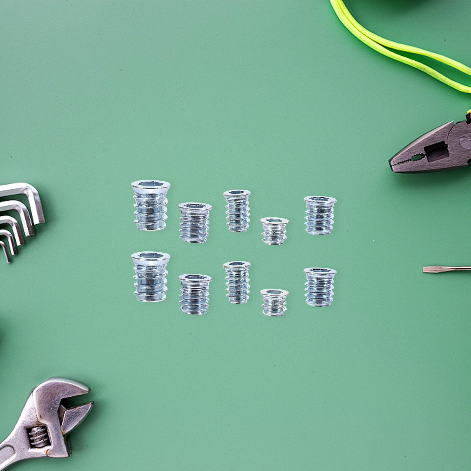 Furniture Hardware Threaded Inserts - 100Pcs Threaded Wood Inserts Zinc Plated
