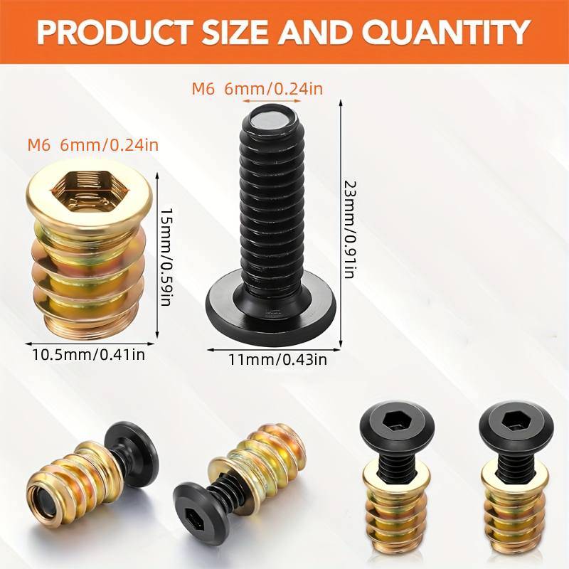 10PCS Threaded Inserts Nut Com - огляд і ціна Furniture Hardware Threaded Inserts